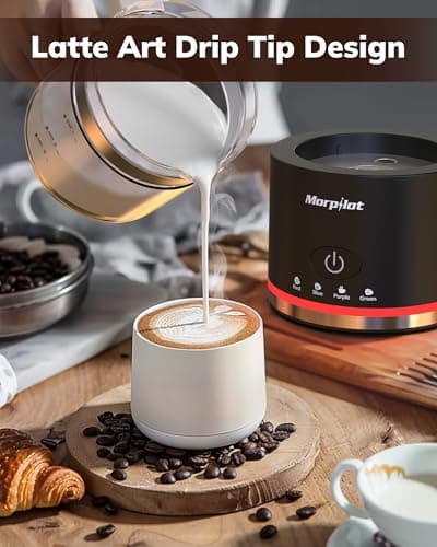Morpilot Elektrischer Milchaufschäumer 500ml 600W - 4 in 1 Milchschäumer für Heißer und Kalter, Spülmaschinenfest, Schwa