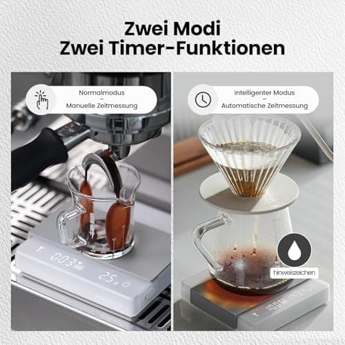 MHW-3BOMBER Mini Kaffewaage für Espresso & Pour-Over Kaffee, Präzisionswaage mit Timer & Schwerkraftsensor, 2kg/0,1g Sch