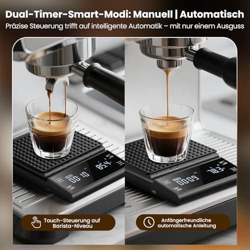 BKXCHA Digital Kaffeewaage Mit Timer Für Coffee-Lovers im Büro und Zuhause, Präzision Bis 0,1 G, Automatischer Ausmesser