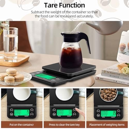Kaffeewaage mit Timer - Digitale Espresso Waage 0,1g Präzision & Tara Küchenwaage bis 5kg mit g/oz/ml/lb - LCD Display f
