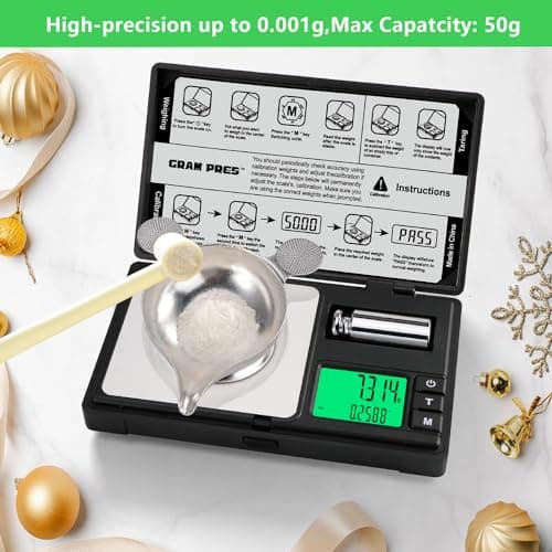 GRAM PRES - Hochpräzise Milligramm-Waage 50g/0.001g, digitale Miniwäage für Pulver, Schmuck und Medizin, mit Cal-Gewicht