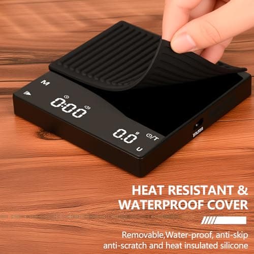 Apritsce Digitale Kaffeewaage mit Timer für Filterkaffee, 0.1g Hochpräzise Feinwaage, Wiederaufladbare Coffee Scale mit