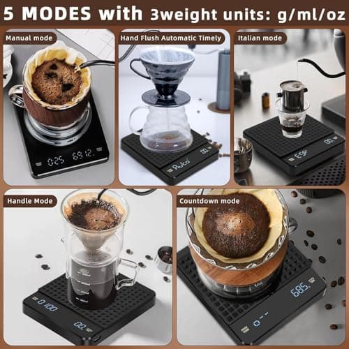 Kaffeewaage mit Timer Küchenwaage für Coffee Aficionados mit Timer und LED-Anzeige, Küche/Backen/Hochpräzise Waage 3kg/0