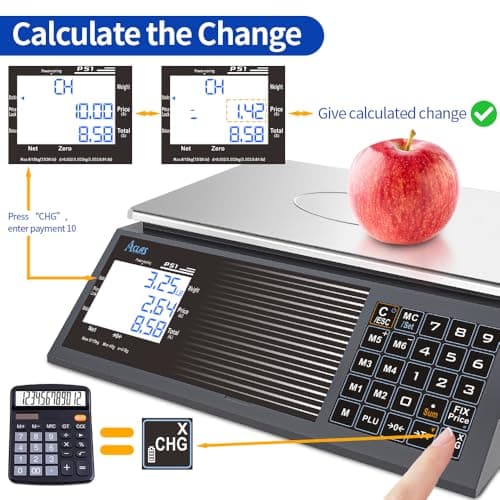 ACLAS Marktwaage für Lebensmittelprofi - digitale Kontrollwaage mit Dual LCD-Display und Präzision bis 30kg - für Fleisc