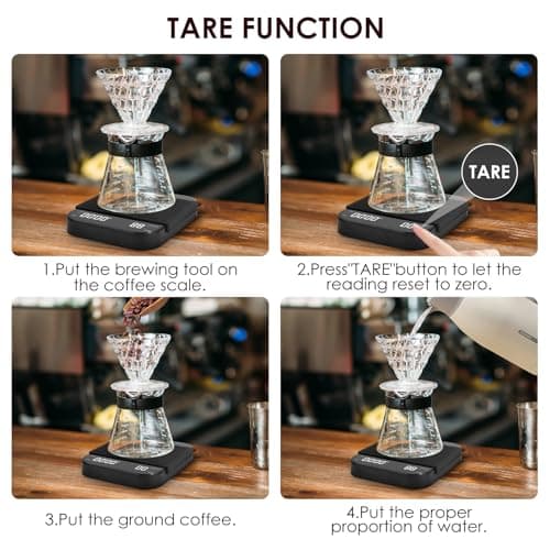 Apritsce Digitale Kaffeewaage mit Timer für Ultimate Präzision und Einfachheit, Hochpräzise Feinwaage mit LED-Anzeige fü