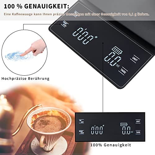 Bemece USB Wiederaufladbare Digital Kaffeewaage für Küchenenthusiaste, Ideal für Hausgemachtes Kaffee Zubereitung und Me