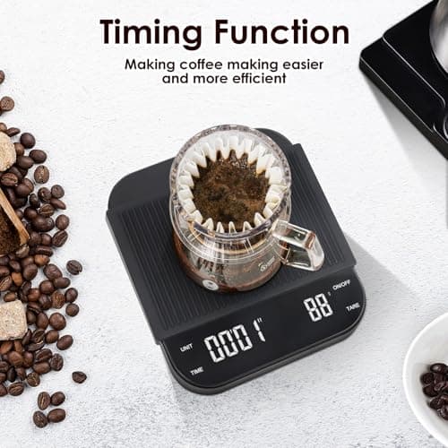 Apritsce Digitale Kaffeewaage mit Timer für Ultimate Präzision und Einfachheit, Hochpräzise Feinwaage mit LED-Anzeige fü