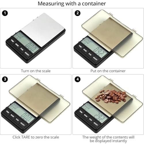 QWORK® Kaffeewaage 1000 g/0.1 g für Espresso mit Timer und LCD-Display