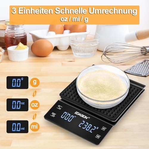 Digitale Kaffee Waage mit Timer & LED-Anzeige für Espresso
| Wasserdichte Espresso Waage mit großem Touchscreen & Hochp
