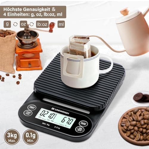 UNIWEIGH Digitale Kaffeewaage mit Timer für Specialty Kaffee Drinkers im Zuhause