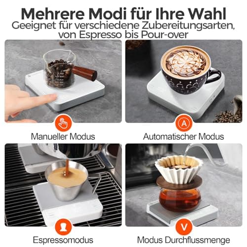 carrottimes Wiederaufladbare Mini Kaffeewaage mit Timer für Espresso und Pour-Over-Kaffee (Weiß)  
carrottimes Präzision