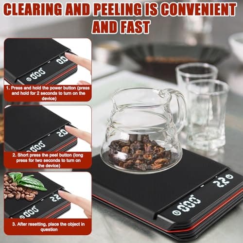 Digital Espresso Waage mit Timer - Mini Kaffeewaage für Filterkaffee, Backen und Feinwaage (0.1g Präzision, Schwarz)  
D
