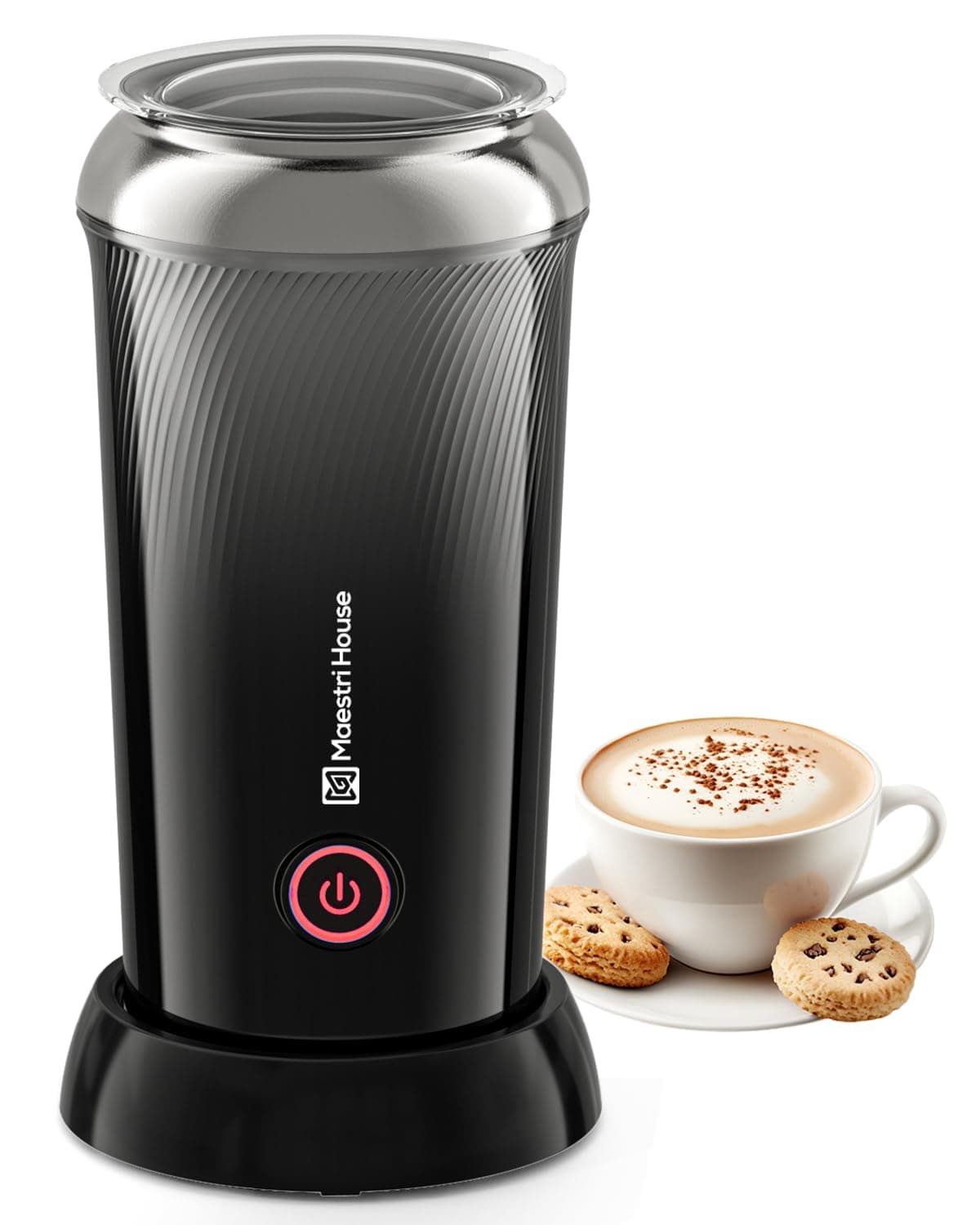 Maestri House 3-in-1 Elektrischer Milchaufschäumer, Edelstahl Innenseite, Leicht reinigbar, 240ml, Heiße und Kalte Milch