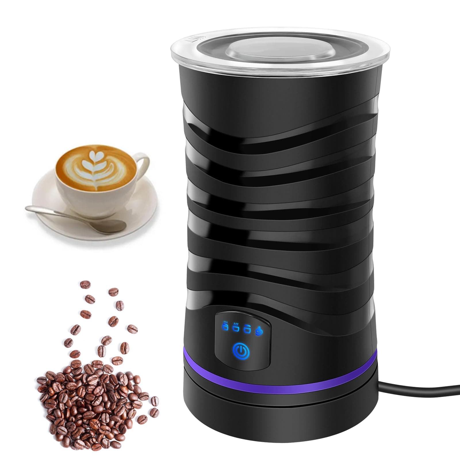 Milchaufschäumer 4 In 1 Elektrisch für Cappuccino, Latte, Mokka, Macchiato Heiße Schokolade Milchaufschäumer mit 4 Modi