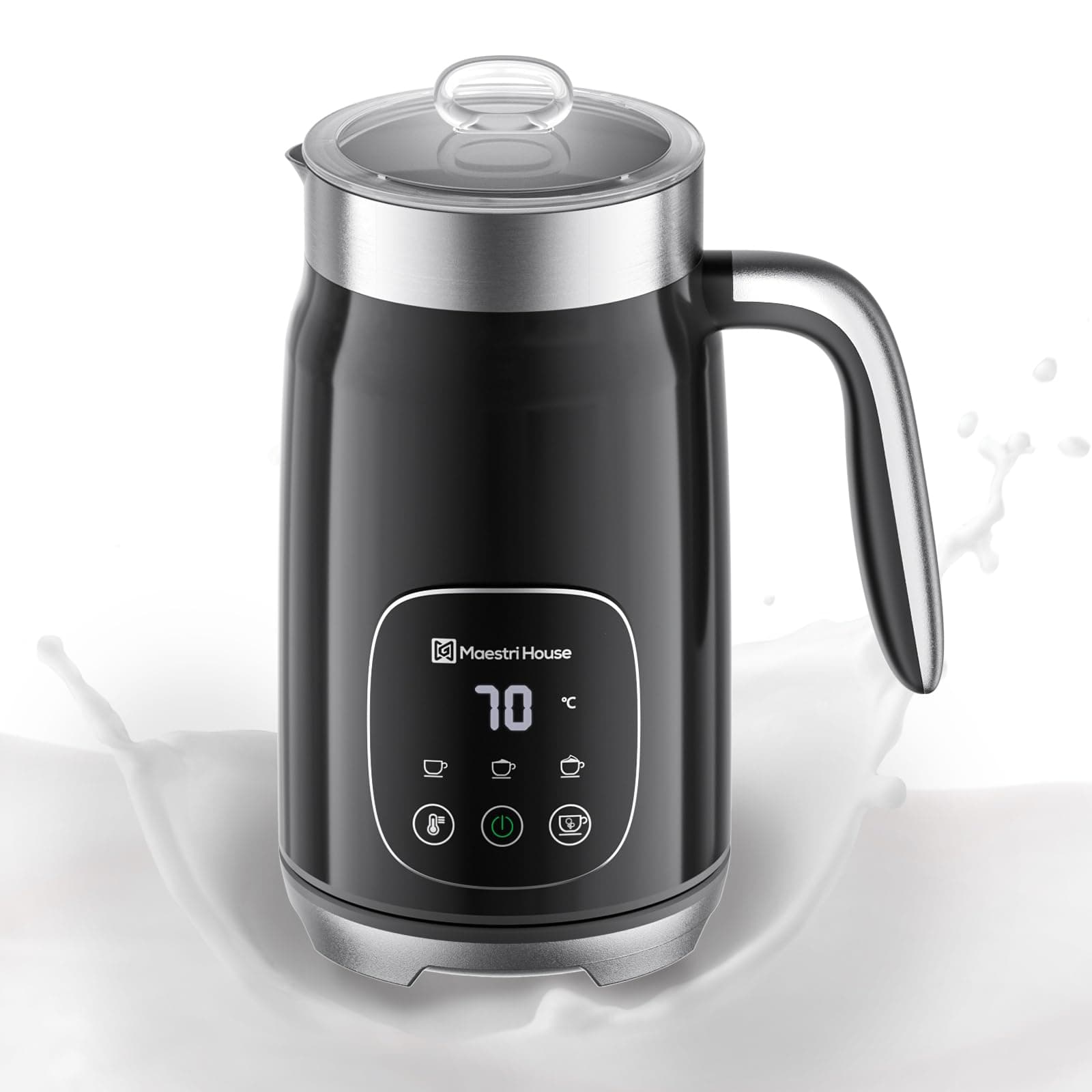 Maestri House Elektrischer Milchaufschäumer 4-in-1 Smart-Touch-Steuerung, Memory-Funktion, für Latte, Cappuccino, Warme