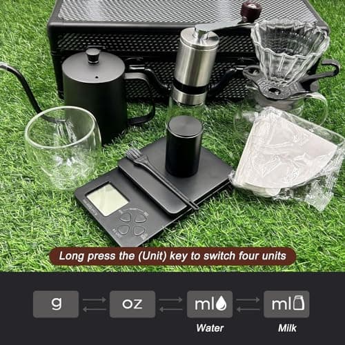 Sporgo Espresso Waage: Digitale Küchenwaage mit Timer für Barista, 0.1g/3kg USB-Ladung, LED-Anzeige, Schwarz