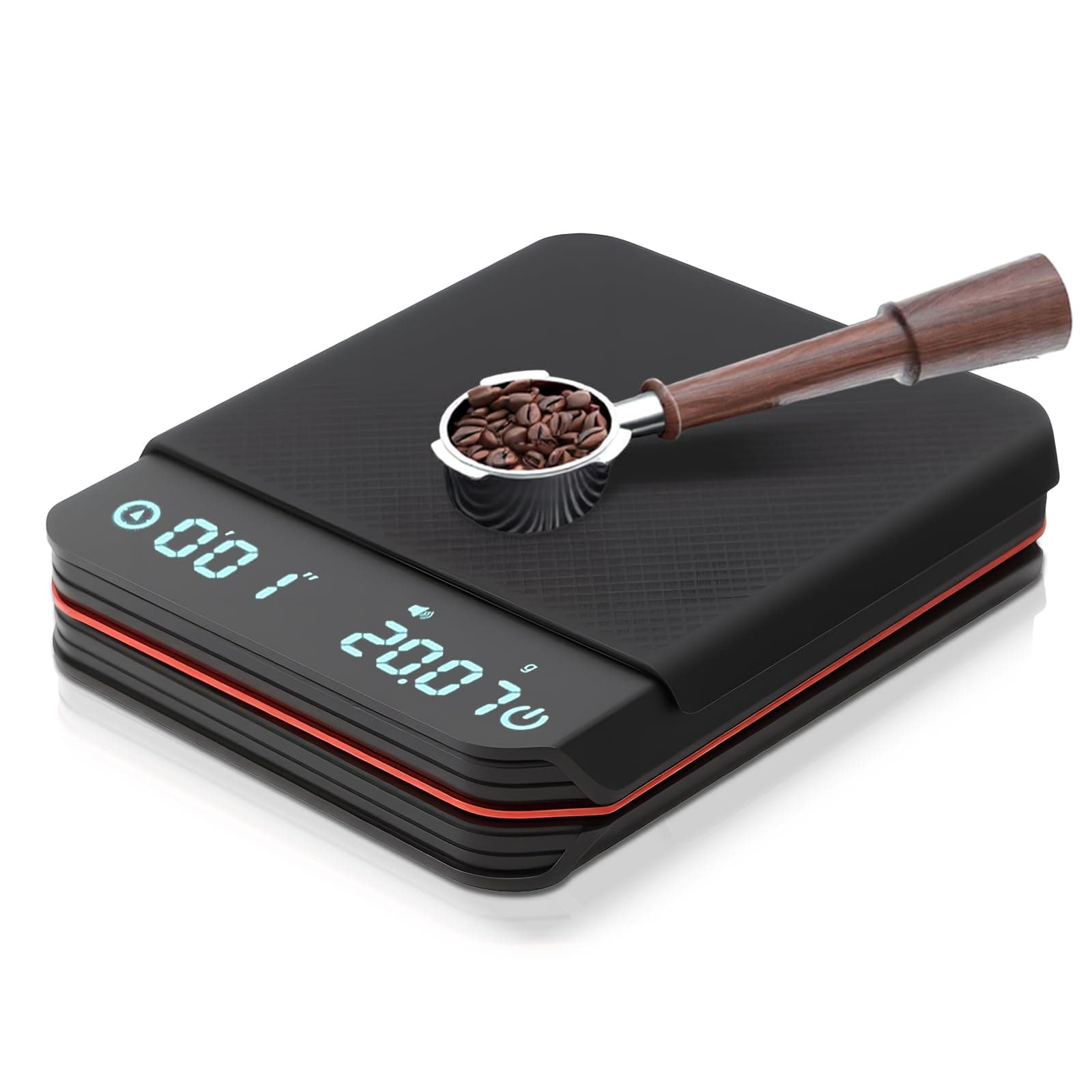 Gevvnss Mini-Kaffeewaage mit Timer, elektronische Küchenwaage, wiederaufladbar, wasserdicht, 0,1 g/2 kg, 3 Modi, Espress