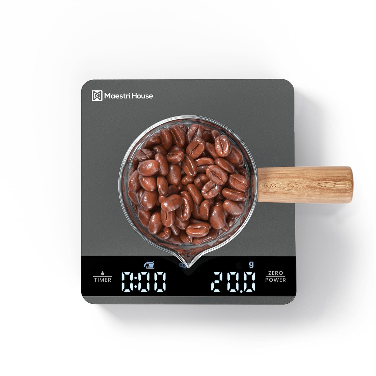 Maestri House Mini Kaffeewaage mit Timer für Espresso und Pour-Over brukende Kaffeerobbyer, wiederaufladbare Espresso Wa