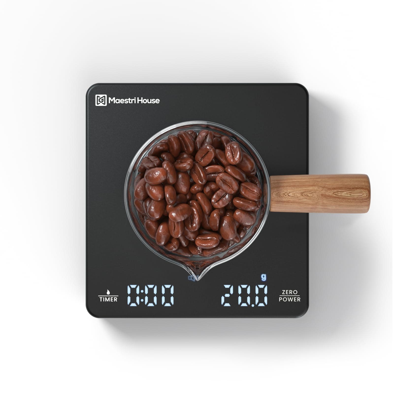 Maestri House Mini Kaffeewaage mit Timer für Kaffeespezialitäten und Pour-Over Drinkers im Zuhause und beim Camping 2kg/