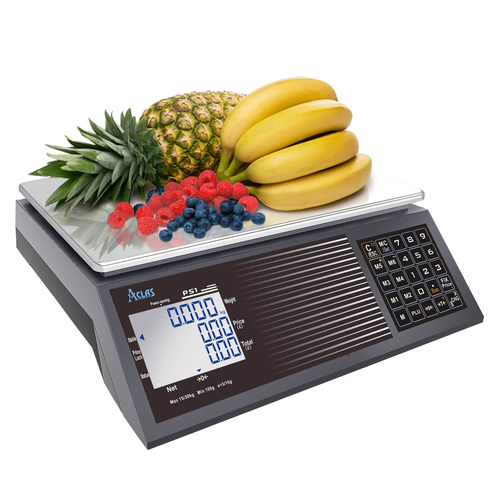 ACLAS Marktwaage f?¡ì1r Lebensmittel -Digitale Preiswaage mit Dual LCD-Display - für Fleisch, Feinkost und Obstmarkt - 3