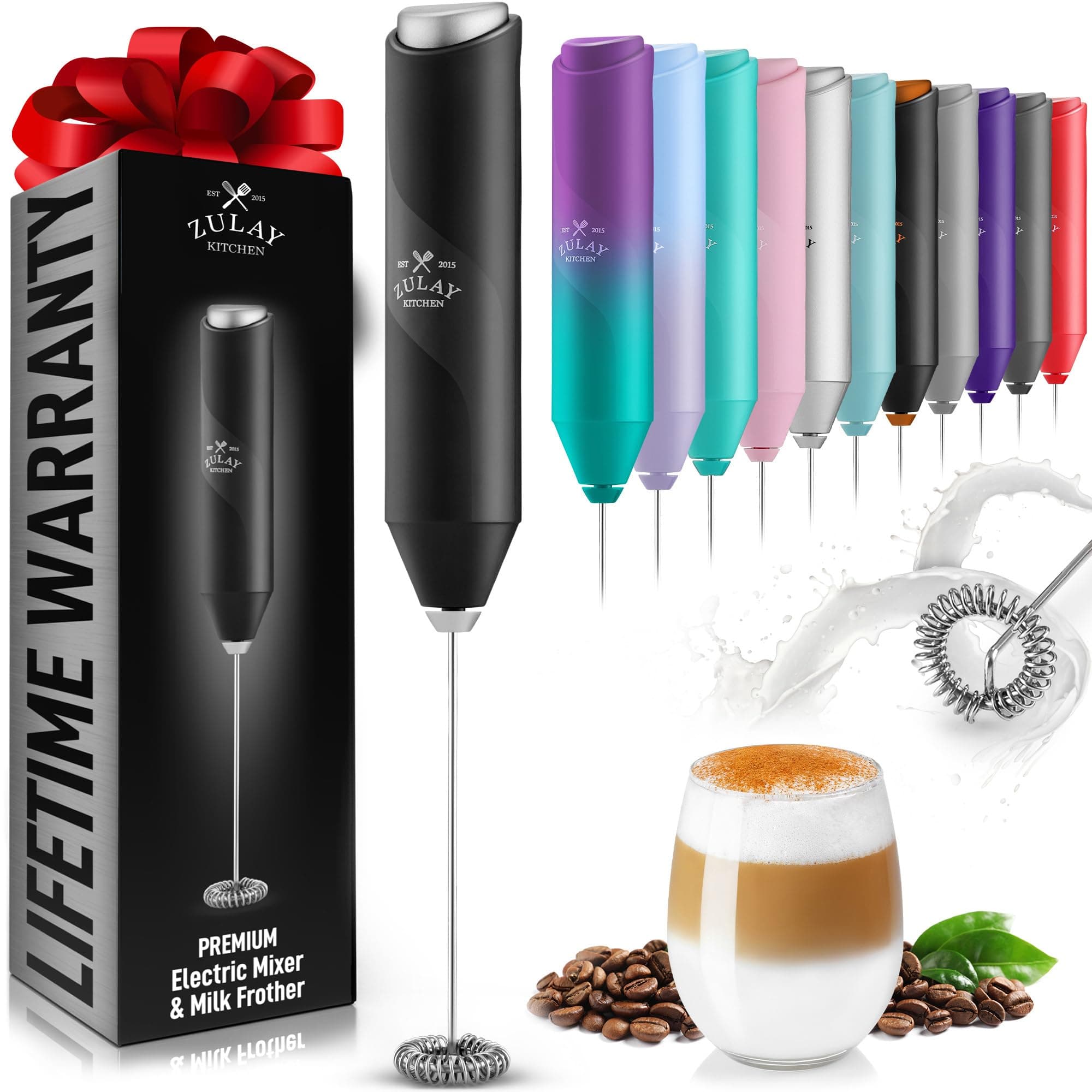 Zulay Kitchen Leistungsstarker Milchaufschäumerstab – Edelstahl, Getränkemixer für Kaffee & Latte – Froth Mate Mini Milc