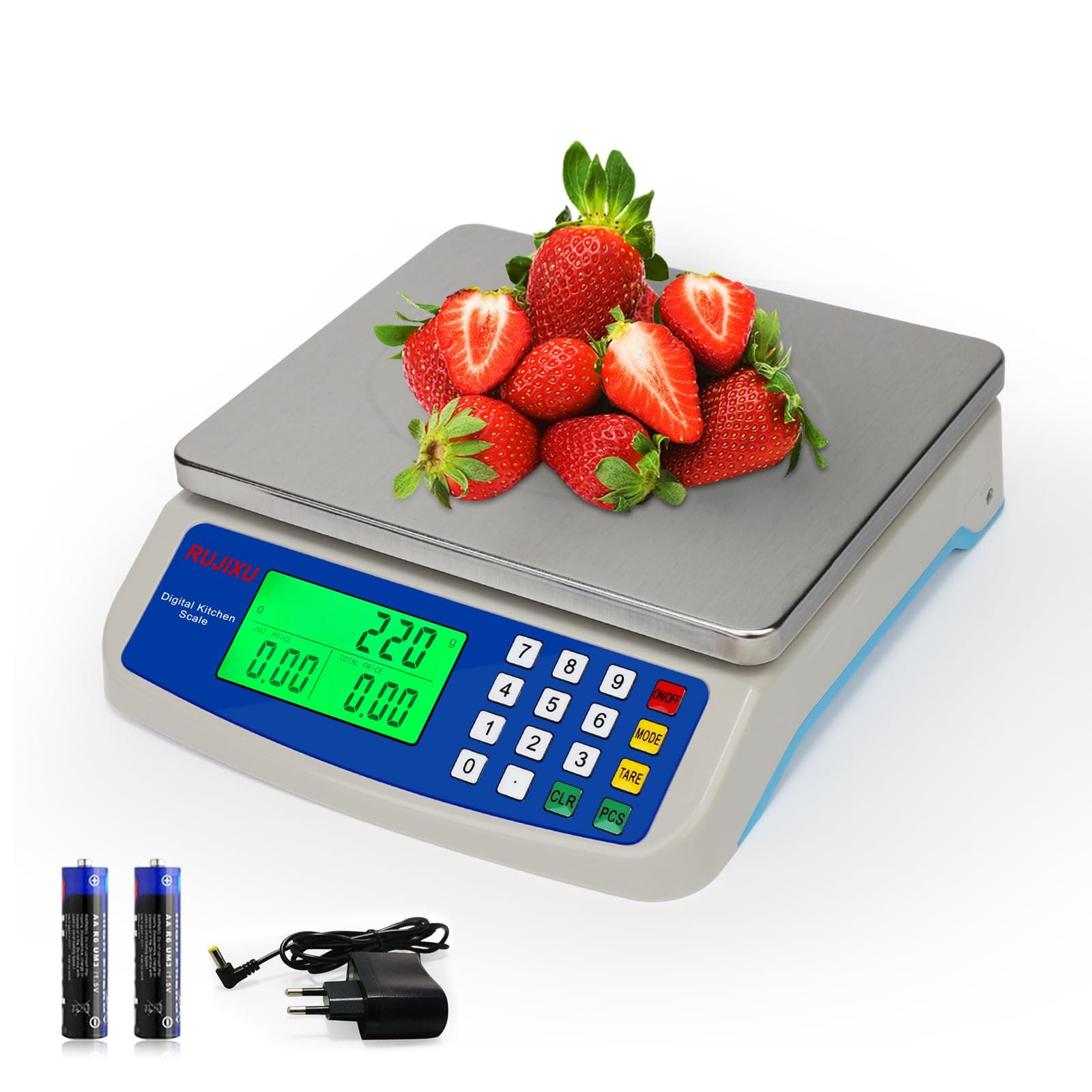 Digitale Küchenwaage 30kg 1g Genauigkeit Food Scale mit Edelstahlplatf ace und LCD Display
| Küchenwaage 30kg 1g Genaui