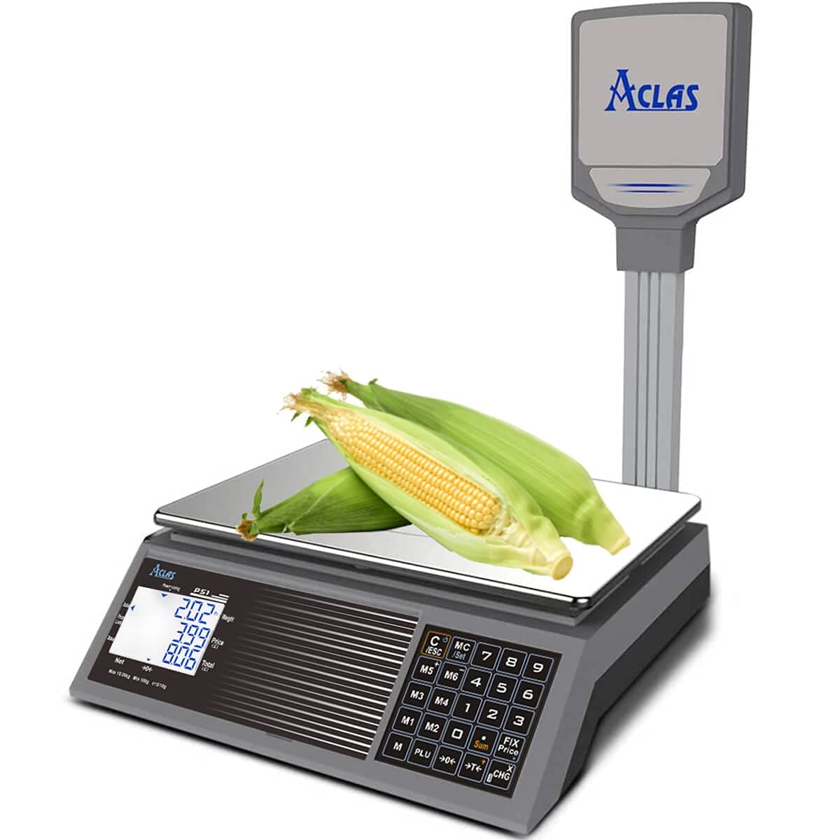 ACLAS Marktwaage für Lebensmittelprofi - digitale Kontrollwaage mit Dual LCD-Display und Präzision bis 30kg - für Fleisc