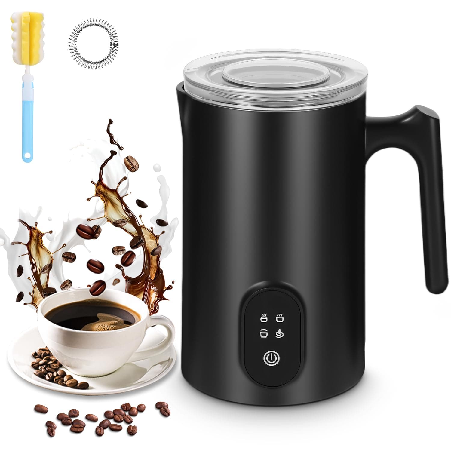 4-in-1 Elektrischer Milchaufschäumer 580ml Antihaftbeschichtung Automatische Abschaltung One Touch Bedienung Reinigungsb