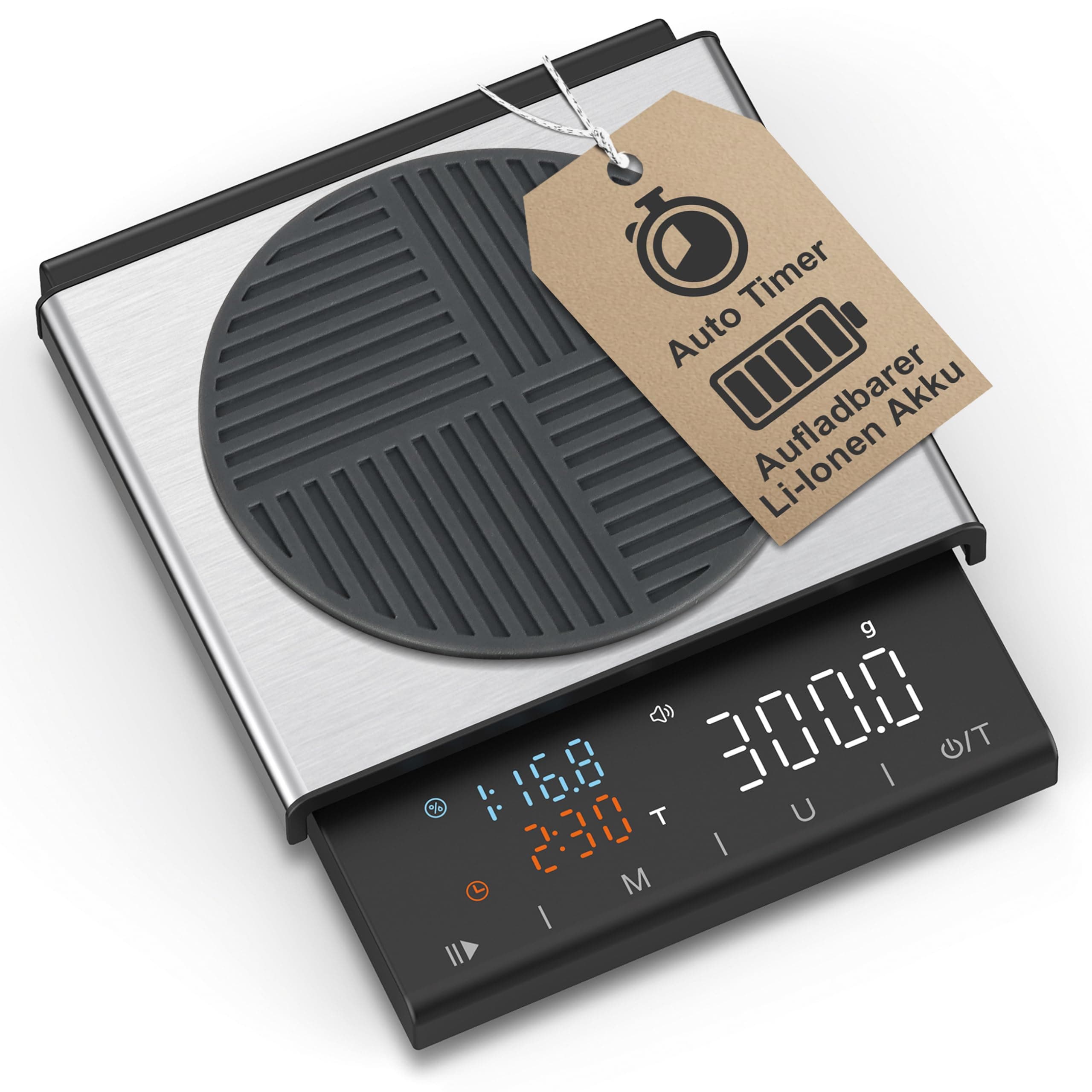 LEBENLANG Kaffeewaage & Espresso Waage - 0,1g Präzise mit Timer I Barista Coffee Scale I Kaffeewaage mit Timer Espressow